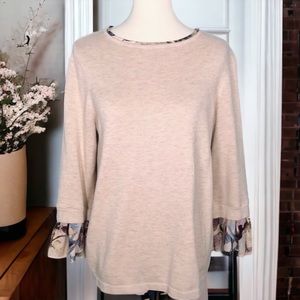 CHICO’S Pretty Floral Trim Sweater